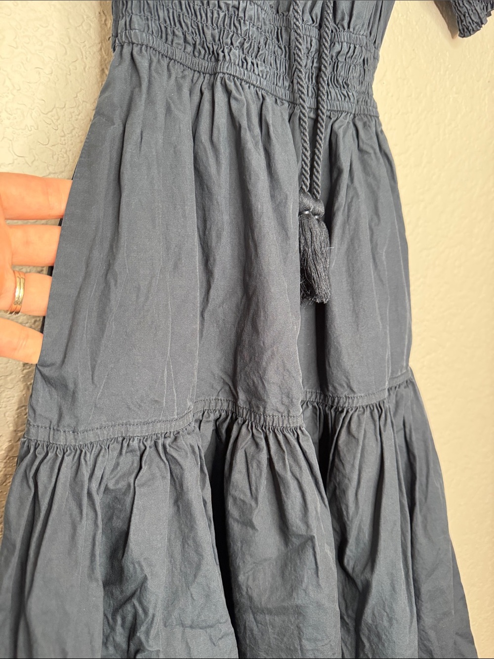 Moon River Gathered Shirred Midi Dress Navy XXS Cut Out Back - Picture 7 of 7